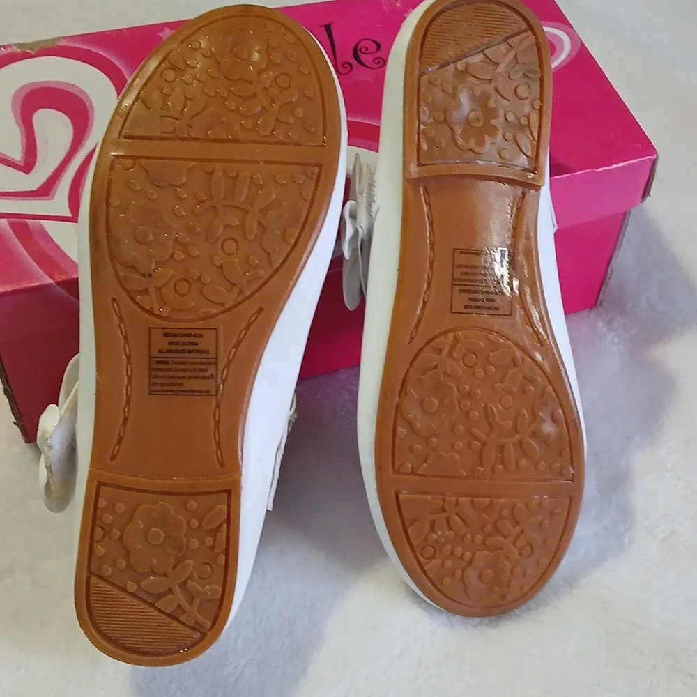 White Kids Shoes with Silver Strap